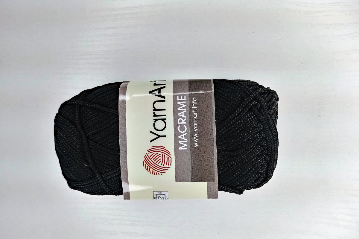 Sznurek poliestrowy YarnArt Macrame 1,5 mm -148 (czarny )