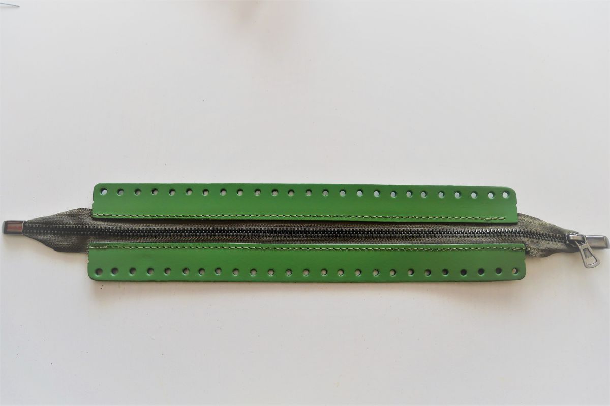 Zamek torebki z naturalnej skóry DIY -30 cm ( zielony )